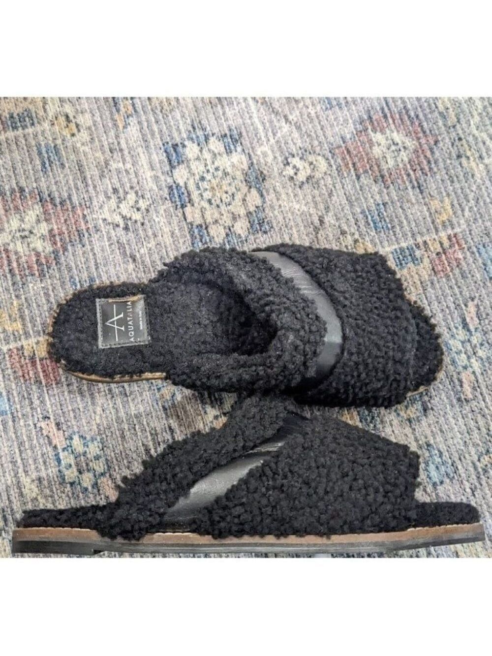 New Aquatalia | Women's Alina Shearling & Leather Slippers In Black
